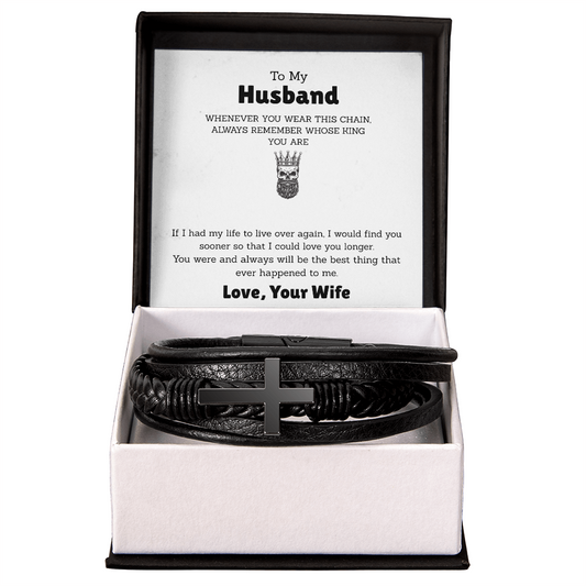 Men's Cross Leather Bracelet