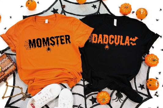 Momster & Dadcula Halloween Shirts – Matching Couple T-Shirts for Parents